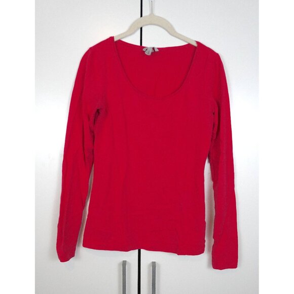 H&M Scoop-Neck Pima Cotton Long Sleeve Shirt in Hot Pink - Picture 5 of 6